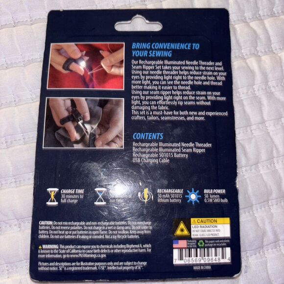 Needle Threader & Seam Ripper Set - Illuminated & Rechargeable NEW - Picture 2 of 2
